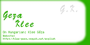 geza klee business card